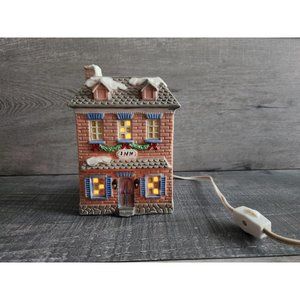 Vintage Illuminated Handpainted Inn Christmas Bisque 1990 Christmas Village